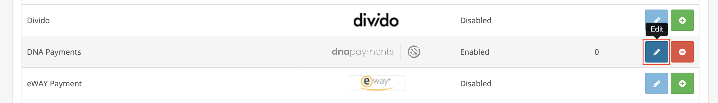 Opencart DNA Payments Settings